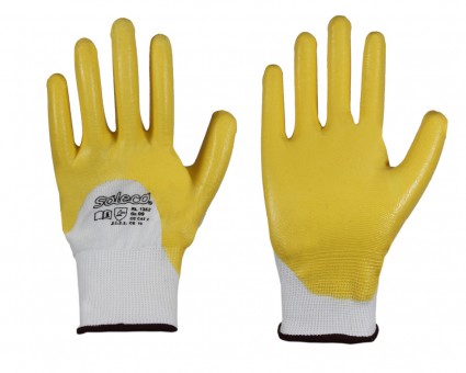 RL 1352 • Soleco® • Nitril-Handschuh • gelb •
mit Strickbund • teilbeschichtet • CE CAT 2


 