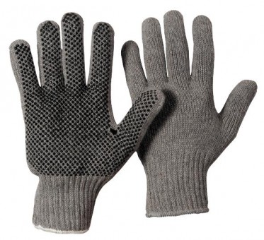 RL 1422 • Baumwoll-Strickhandschuh • grau/schwarz •
mit einseitiger Benoppung • Damengröße


 