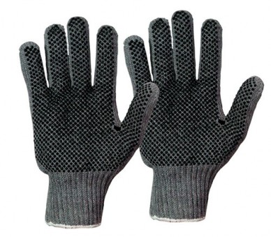 RL 1425 • Baumwoll-Strickhandschuh • grau/schwarz •
mit beidseitiger Benoppung • Herrengröße


 