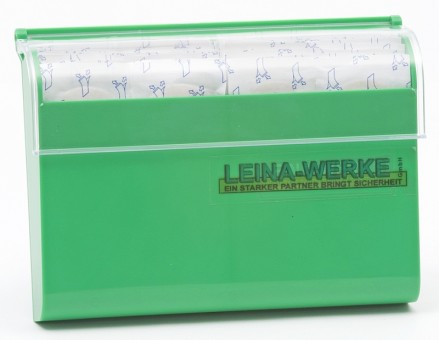 LEINA • Pflasterspender • 50 x wasserfest +
50 x elastisch • grün • Maße 16 x 12 x 2,5 cm


 