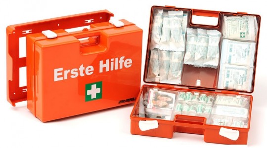 Erste-Hilfe-Koffer 'Quick', gefüllt, DIN 13157
mit Wandhalterung, Maße: 26 x 17 x 11 cm


 