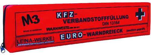 LEINA • KFZ-Verbandtasche / Kombitasche aus rotem Nylon • in Folientasche •  DIN 13164 • Maße 44 x 11,5 x 7 cm, online kaufen